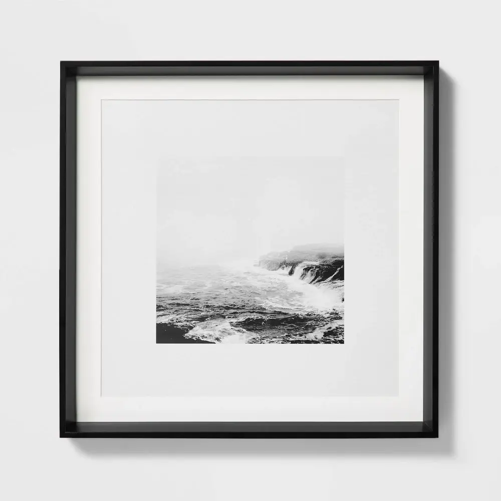 20" x 20" Foggy Shore Framed Wall Art - Threshold designed with Studio McGee: Modern MDF & Glass Sawtooth Back Polystyrene Frame