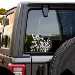 1pc Wildflower Sticker for Window Car Decal, Windshield Sticker, DIY Craft Supplies, Decorative Adhesive Paper, Perfect for Personalizing Your Vehicle, Sticker For Cars