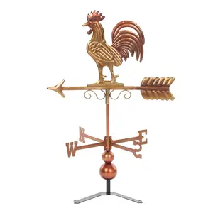 Powder Coated Metal Rooster Weathervane With Smooth Rotating Wind Arrow N S E W Direction Mark Roof Mount Rust Proof Outdoor Wind Direction Indicator For Farmhouse Garden Decor