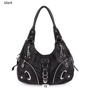 Y2K Big tote Soft Leather Shoulder Handbag Vintage Color with Unique Design and Silver Accents Retro Style bag Large Capacity boat