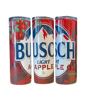 Busch Light Apple Can Replica Tumbler With Straw With Lid, Beer Drinkers Gift, 20oz Skinny Tumbler