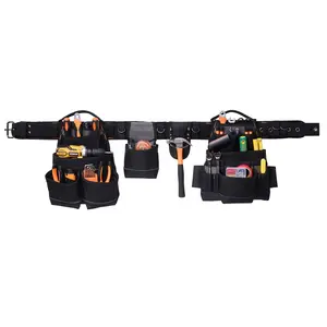 Tool Belt With Eighteen Pockets And Heavy Duty Tool Pouch, Adjustable Detachable Work Bag For Electricians, Carpenters, Construction Professionals, Durable Utility Belt Organizer For Daily Use, Fits 31In To 51In