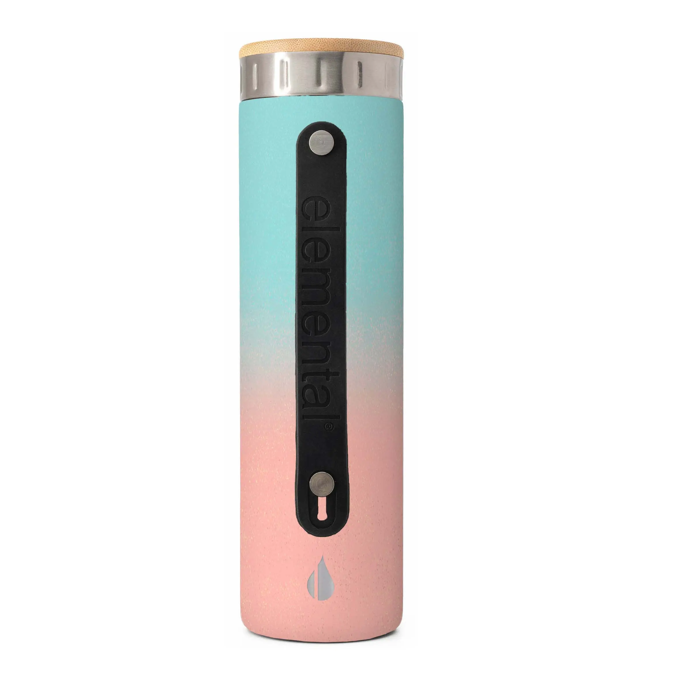 Elemental Iconic 20oz Bamboo Lid Stainless Steel Sports Water Bottle - Leak-Proof, Vacuum Insulated, Removable Strainer for Tea, Gym, Travel