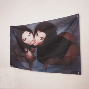 Megan Fox & Courtney Kardashian Flag 3x5 Feet, Fun Hanging Tapestry with Brass Grommets, Czbr Timibuger Design, Durable Decorative Tapestry, Home Decor