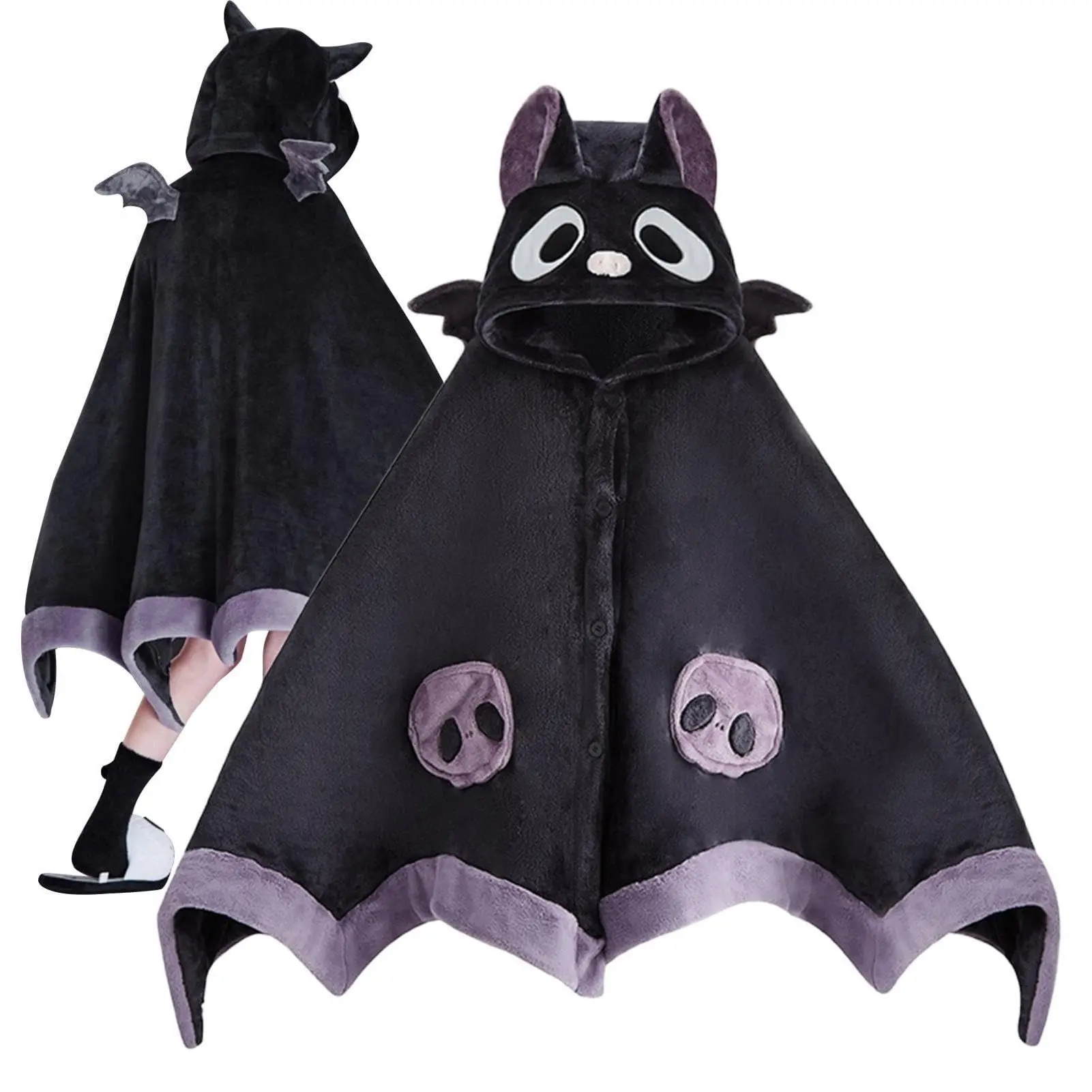 Universal Bat Party Blanket, Nap Blanket/sand Towel, Cute Bat Pattern Hooded Blanket, Ultra Soft with Demon Wings, Role Play, Home Use, 1 Piece, Cartoon Pattern Blanket, Super Soft Blanket