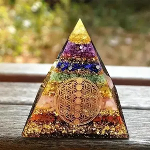 Pyramid Shaped Ornament, 1 Count Colorful Glitter Pyramid Decoration, Decorative Ornament for Home Office Living Room