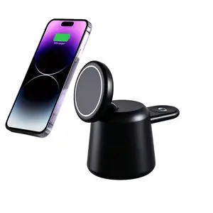 Foldable 2 in 1, Portable Fast Charger, Wireless Charger Stand 15W Fast Charging Dock for iPhone 17, 16, 15, 14, 13, 12 Series, for iWatch 11-1, SE Series, Multi Device Wireless Charging Station, Magnetic Wireless Charger