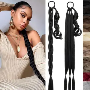 34'' Ponytail Extensions Braids Synthetic Hair Cornrows Braid Afro Braiding Hair Extensions For Women Dreadlocks Knotless