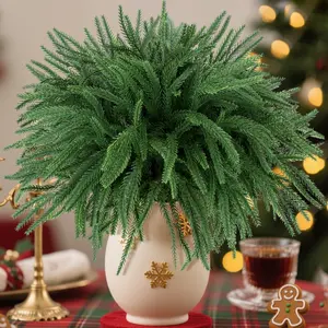 6/12pcs artificial pine branches -19 inches real touch Norfolk pine stem - artificial Christmas green stem vase centerpiece for home indoor and outdoor Christmas decorations - container not included