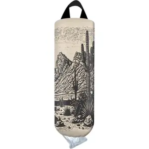 Plastic Bag Holder, Wall Mount Grocery Bag Organizer, Funny Hanging Trash Bag Storage Dispenser for  Kitchen Old Mountain