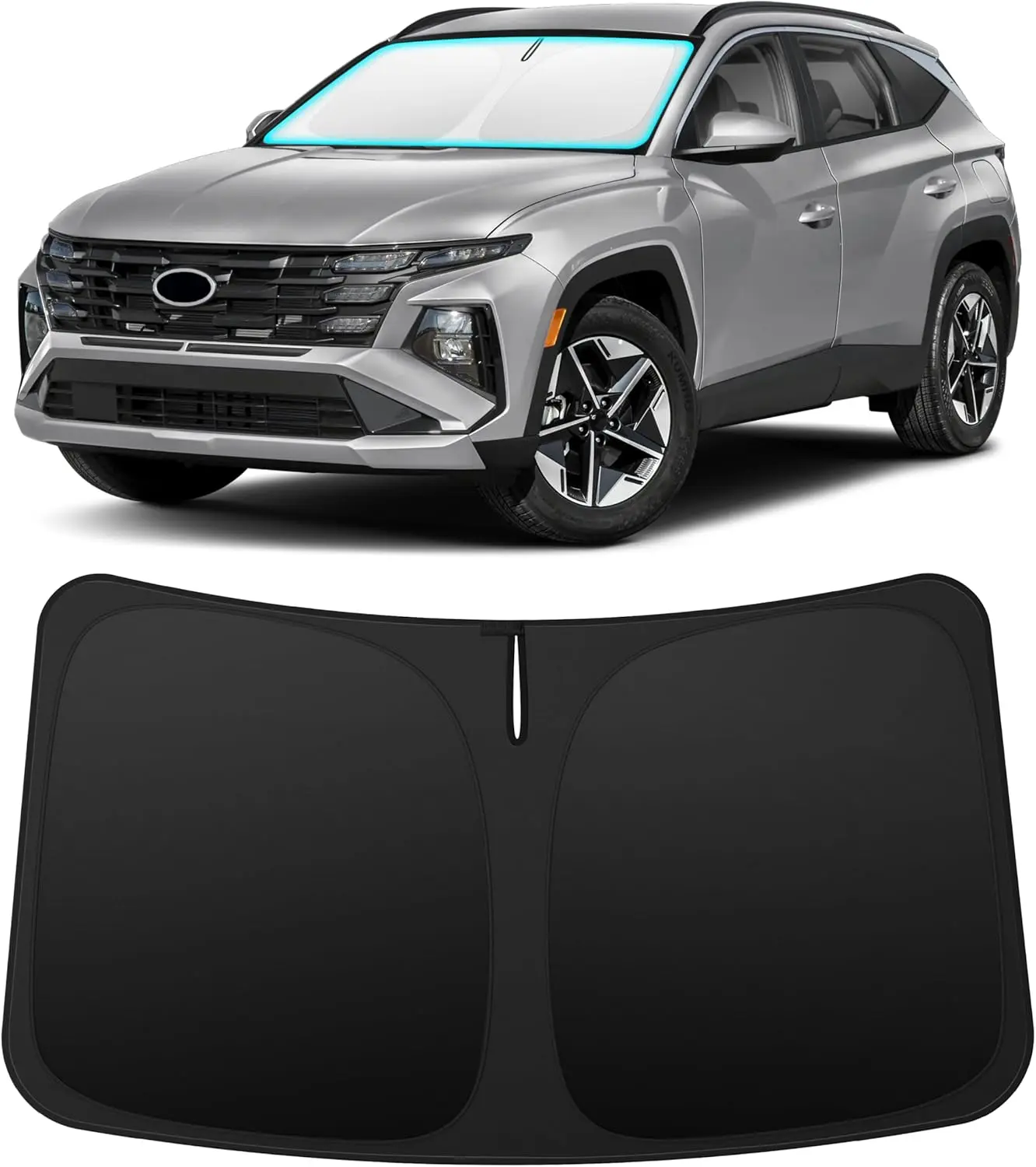 Custom Fit Windshield Sun Shade Accessories for Hyundai Tucson 2022-2026, Foldable Front Window Sunshade, UV & Heat Reflector, Keeps Interior Cool, Includes Storage Bag