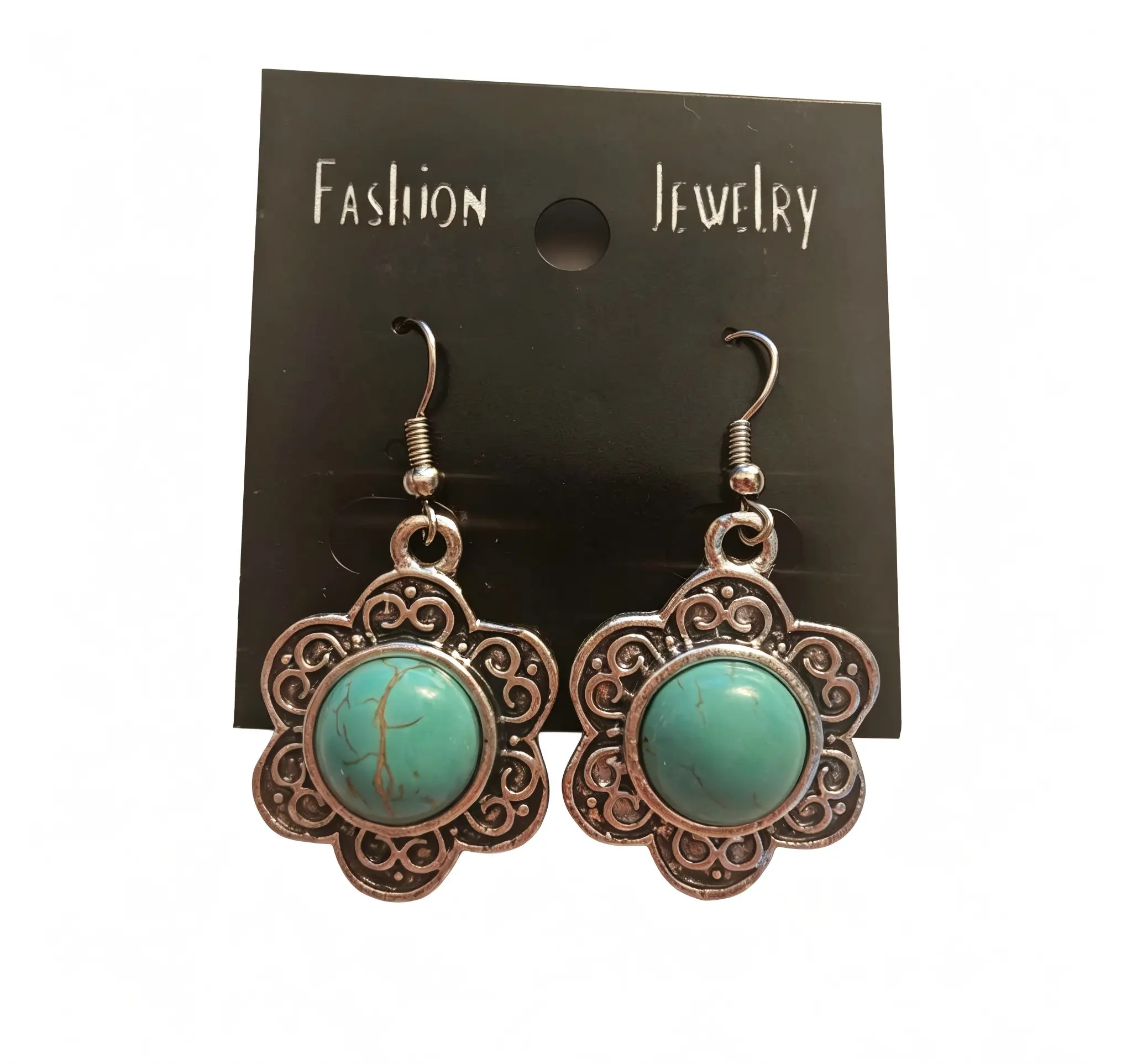 Vintage Turquoise Flower Earrings
