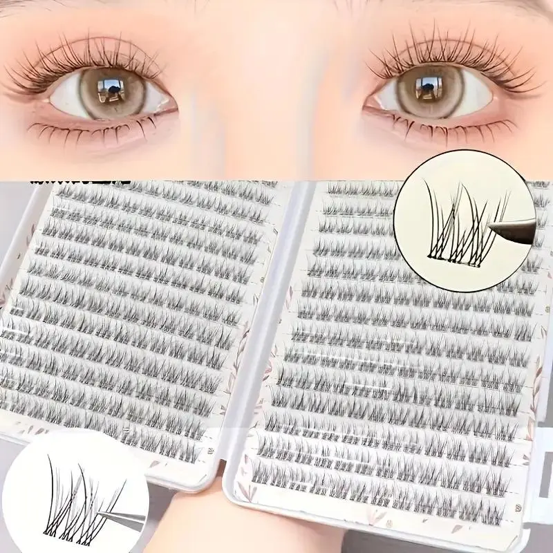 384 Soft and Lightweight Fish Tail Single Cluster Eyelashes - Reusable, D-Curved, Perfect for Daily Makeup and Eyelash Extensions 2026 New