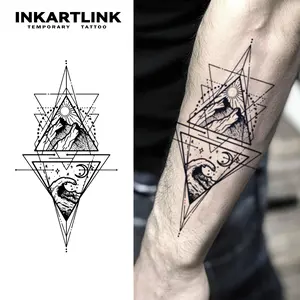 INKARTLINK Tattoo Tech,2 Sheets Extra-Large Semi Permanent Tattoo, Adult Art Design Temporary Tattoos, Lasts 1-2 Weeks, Waterproof, Realistic look,(Mountains And Rivers Design )