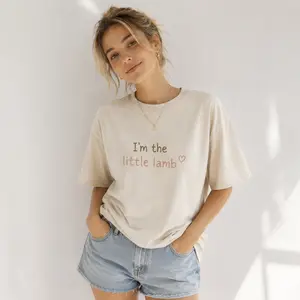 100% Cotton Women's Jesus Christian Vintage Washed Oversized Graphic T-Shirt | I'm The Little Lamb