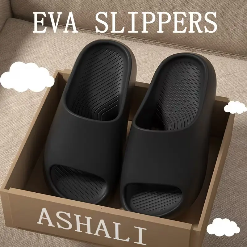 Plus Size Platform Pillow Slippers Slides for Women and Men - Lightweight Spa Open Toe Shower Sandals for Indoor & Outdoor Thick Sole Beach Shoes