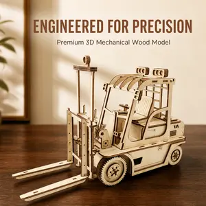 Mechanical Wooden Forklift Puzzle, 3D Assembly Craft with Moving Lifting Parts, Precision Cut Pieces, Great for Display & Brain Exercise, Suitable for Model Enthusiasts, Home Decor & Weekend Activities