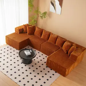 130'' Modular Boneless Cloud Sofa with 2 Chaise Lounges, U Shaped Sectional Couches for Living Room, 4-in-1 Flexible Combination Layered Foam Cushion Deep Seat Corner Couch, No Assembly