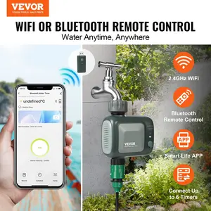 VEVOR WiFi Sprinkler Timer, Single Outlet, Smart Hose Faucet Water Timer With Brass Inlet, APP Control Via 2.4Ghz WiFi Or Bluetooth, Voice Control With Alexa Google Assistant, IPX6 For Yard Watering