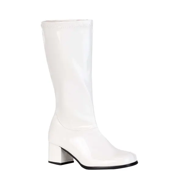Girl's Patent White Gogo Costume Boots