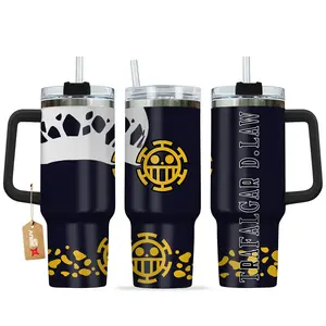 D. Law Anime Custom 40oz Tumbler With Handle, Stylish & Customizable Tumbler, Perfect for Hot & Cold Beverages, Great Gift for D. Law Fans & Anime Lovers, Exclusive Collection, A Must-Have Addition to Your Drinkware, Ideal for Any Occasion