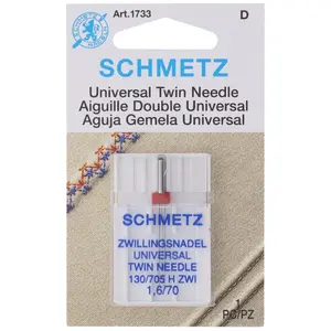 Genuine Schmetz 1733 Twin/Triple Needles, 1.6mm/70 Size, 5-Pack for Textiles & Soft Furnishings, Ideal for Hems & Decorative Stitching, Fits Most Household Sewing Machines
