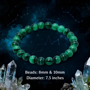 Natural Malachite Crystal Bracelet – Protection, Transformation & Energy Healing-10mm