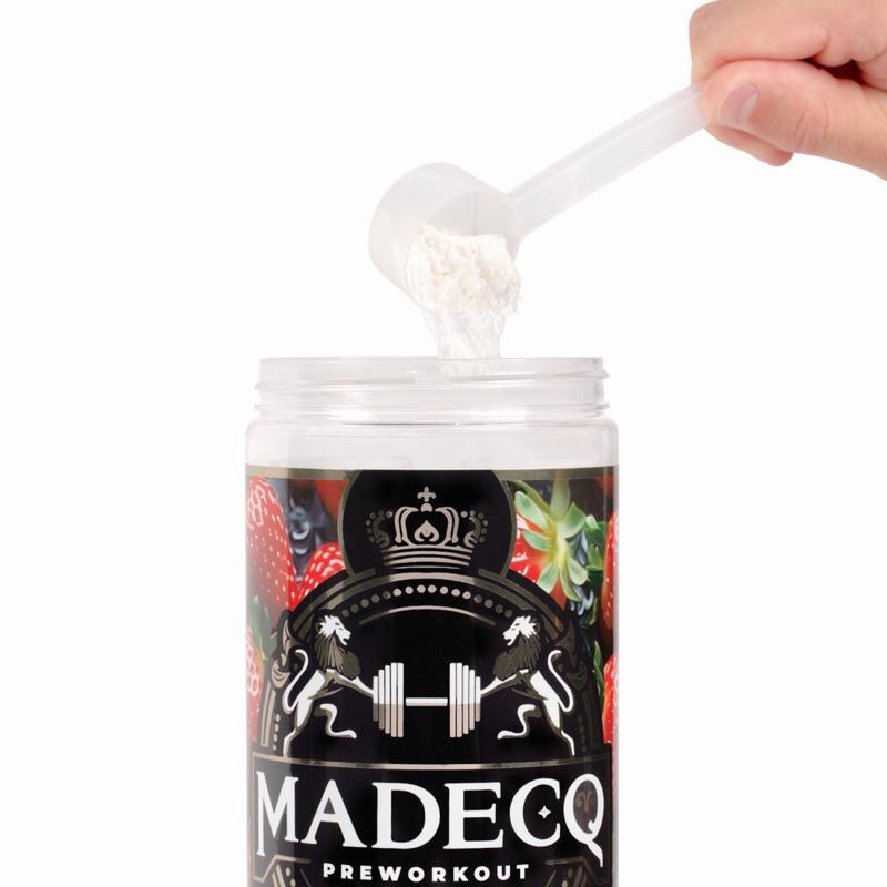 MADECQ Most Healthy Pre-Workout - 8 Natural Ingredients - 30 Servings - Strawberry Flavor - FDA Regulated - No Artificial Sweeteners or Colors - Fitness Supplement