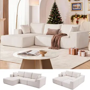 108” Modular Sectional Sofa, Cloud Sectional Couch with Deep Seat, Modern Modular L-Shape Sofa Couch with Chaise,Upholstered Boneless Couches for Living Room Bedroom (Beige, Left Facing Chaise)
