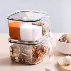 Home Kitchen Spice Box Set, Multi-Compartment Salt Pepper Msg Seasoning Bottles, Complete Cooking Essentials, Pack of 1