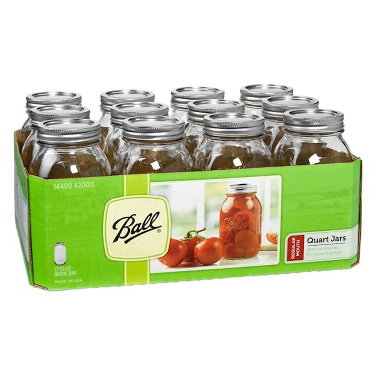 212 MAIN Regular Mouth Glass Ball Jar with Sealed Lid (BG10640) - 1x12 CT Commercial Restaurant Kitchen Container, Ball Jars for Food Preservation (Refrigerate Up to 3 Weeks) for Jams, Jellies, Sauces, Frustration-Free Packaging