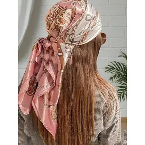1pc Pink Minimalist Printed 90cm Women’s Scarf, multifunctional—can be used as a waist belt, decorative headscarf, shawl, sarong, fashionable bohemian-style accessory, versatile for all seasons, suitable as a Christmas bandana