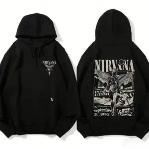 Vintage Retro Nirvana Band Hoodie Music Graphic Pullover Rock Band Hoodie Retro Music Hoodie for Music Lovers Casual Comfort Cotton Fit Unisex Men's and Women's Streetwear Sweatshirts Tops Long Sleeve Pocket T-shirts sweatshirts, hooded sweatshirts