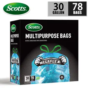 Scotts 30gal (113.5L) Sturdy Drawstring Trash Bags, 78-Count Boxed Blue Non-Rip Leak-Proof Bags for Large Kitchen Trash Cans, Home Multi-Purpose Cleaning Supplies, Drawstring Bag