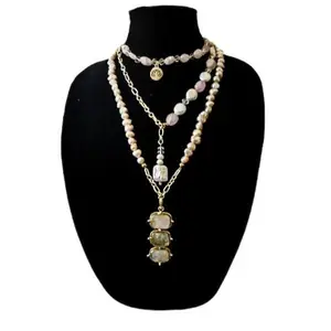 Morganite and Freshwater Pearl Multi Necklace