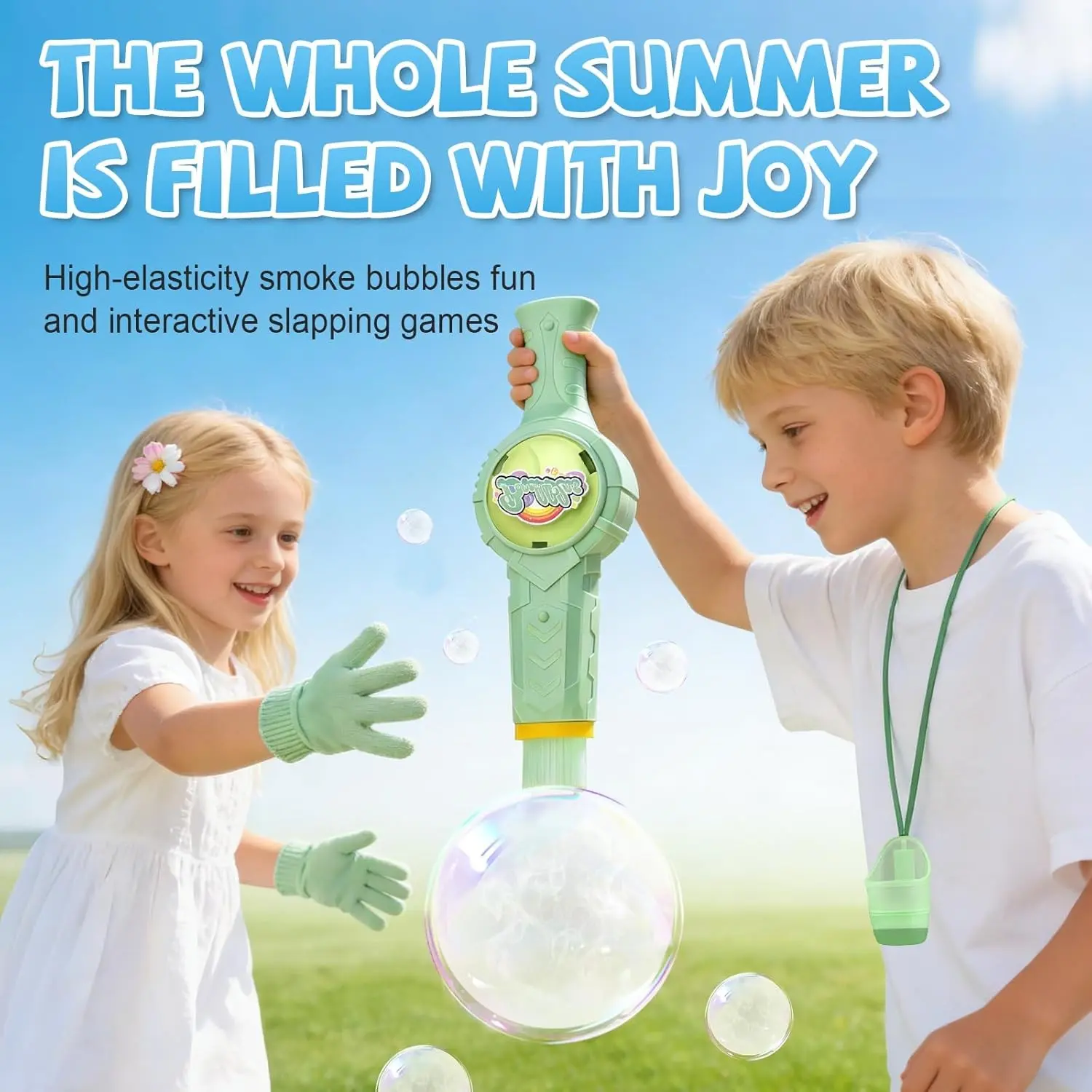 Fog Bubble Machine, Party Bubble Machine, Elastic Smoke Bubble Machine, Rechargeable Automatic Smoke Bubble Maker, Colorful Lights & Music, Magic Fog Bubble Wand Summer Christmas Birthday (A-Green), Bubble Fog Game for Parties, Beaches, Summer
