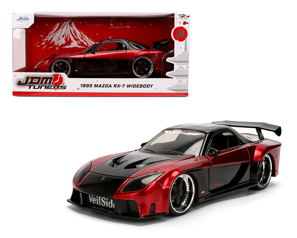 1:24 1995 Mazda RX-7 Widebody – Black/Red JDM Tuners by Jada - TikTok Shop