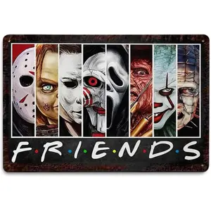 “FRIENDS” Horror Edition Metal Sign – Vintage Halloween Wall Decor 12x8