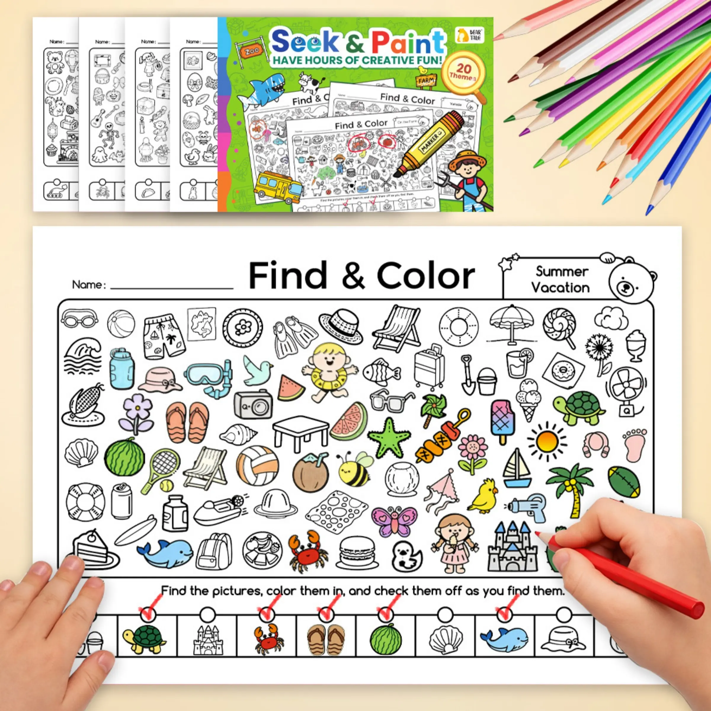 Fun Coloring and Find Activity Book, Educational Gift for Boys and Girls, Engaging Creative Prechool Learning Workbook, Perfect Gift for Kids