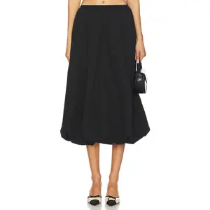 LIONESS Intuition Bubble Midi Skirt in Onyx