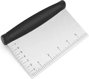 Bench Scraper & Chopper - 6 Inch Stainless Steel Dough Cutter with Contoured Grip, Multi-Purpose Kitchen Tool for Baking Cooking, Food Scraper Chopper & Pastry Knife