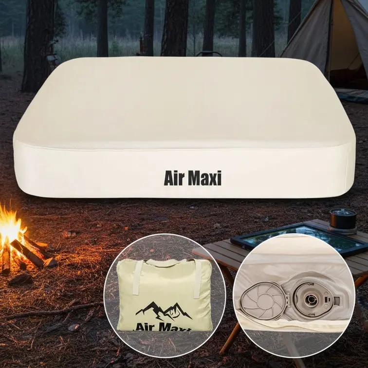 Unisex Inflatable Airbed - 14" Thick Heavy-Duty Practical Portable Foldable Sleeping Bed with Built-in Pump, 880 lbs Capacity, for Outdoor Camping & Home Guest Use