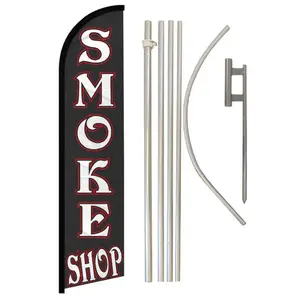 Windless Banner Flag with Complete Steel-Aluminum Pole Kit, 11.5x2.5 ft Black Backdrop for Home & Festive Party Supplies