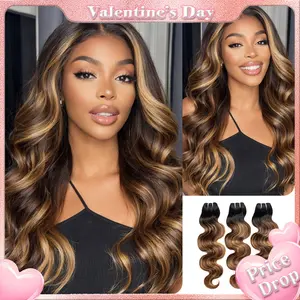 [Wequeen] #FB30 Highlight Hair Bundles Brazilian Colored Human Hair #T1B/P4/27 Body Wave Straight Quick Weave Sew in/Glue in Budget Friendly 10A Valentine Gifts