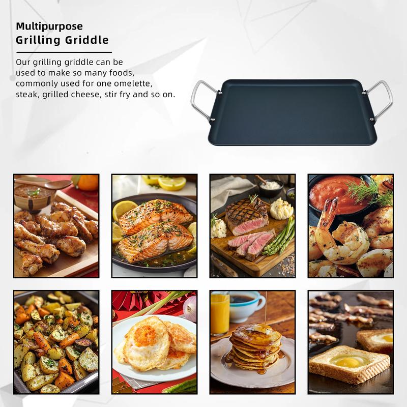 SmartCook Double-Burner Comal & Griddle Pan for Stove Top - Grill Pan with Utensils Set, Perfect para Torillas