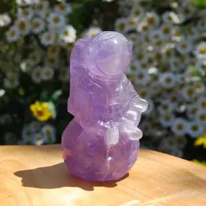 3.75in Purple Fluorite Astronaut on Moon Carved Crystal