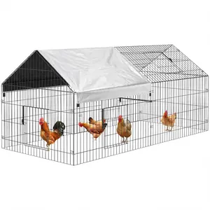 Chicken Run for Yard with Cover, 86"×40"×40" Metal Chicken Coop, Outdoor Chicken Cage with 4 Door and 1 Window for Outside Rabbit Duck Hen