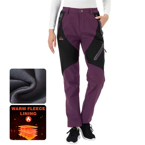 TBMPOY Female Women's Winter Active Bottoms - Waterproof Polyester-Elastane Softshell Flex Insulated Normal Type Outdoor Trousers for Hiking, Skiing