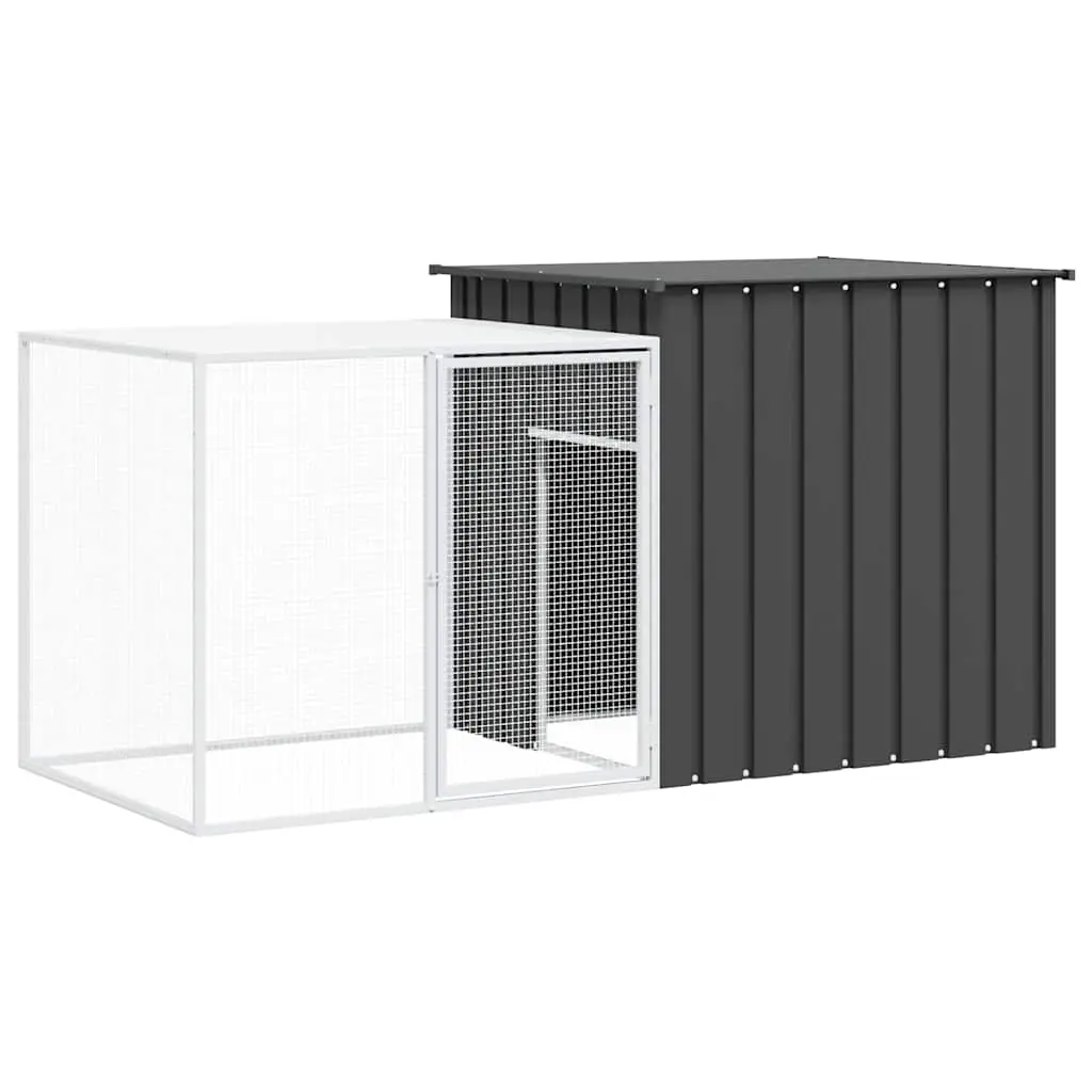 vidaXL Rabbit Cage, Rabbit Hutch House Garden Small Animal Cage, Rabbit Run for Outdoor Backyard Farm Use, Anthracite Galvanized Steel 3155527