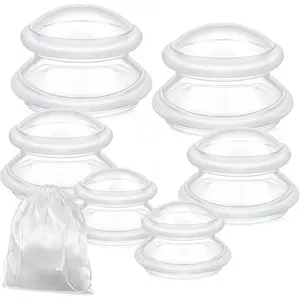6 Pcs Cupping Kit for Massage Therapy 3 Sizes Silicone Cupping Set Chinese Massage Therapy for Studio Household Cellulite Joint Pain Muscle Pain(Clear)
